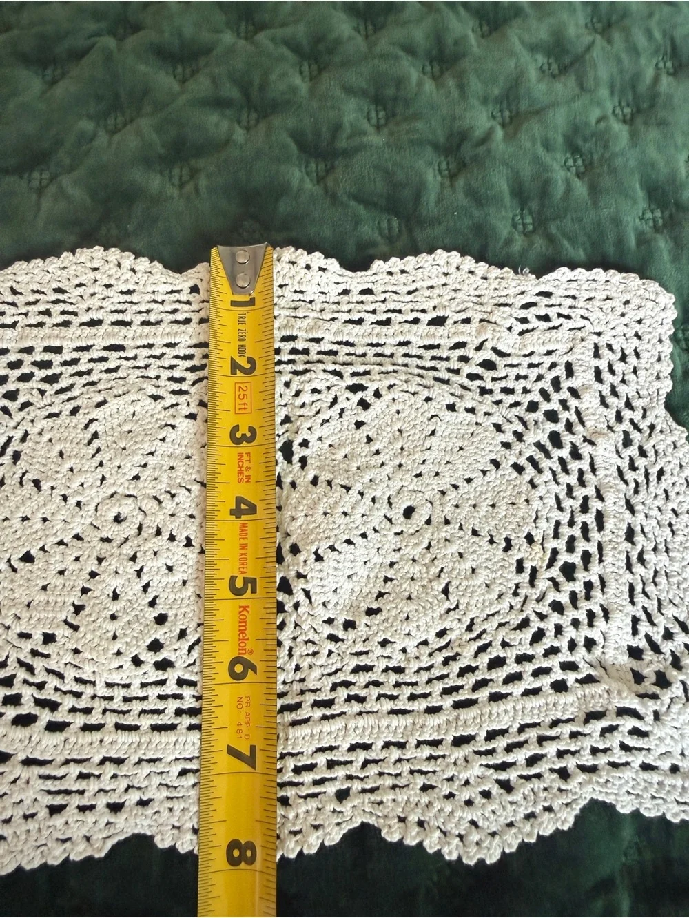 4 Pc Cotton Crochet Doily Set Ecru Floral Round & Rectangle Doilies